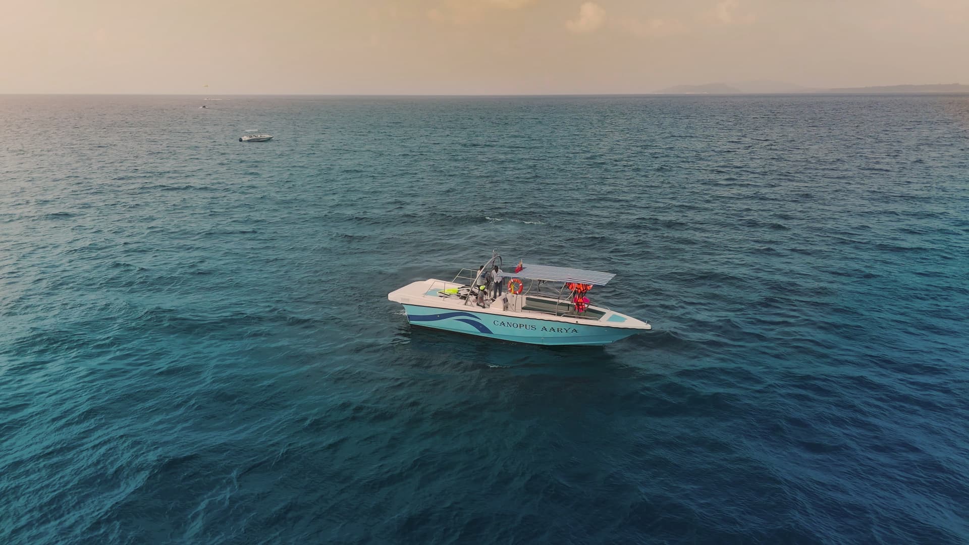 Canopus Aarya seen from above on the open Andaman Sea